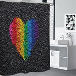 LGBT Pride Rainbow Heart Stones Print Premium Shower Curtain