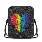 LGBT Pride Rainbow Heart Stones Print Rectangular Crossbody Bag