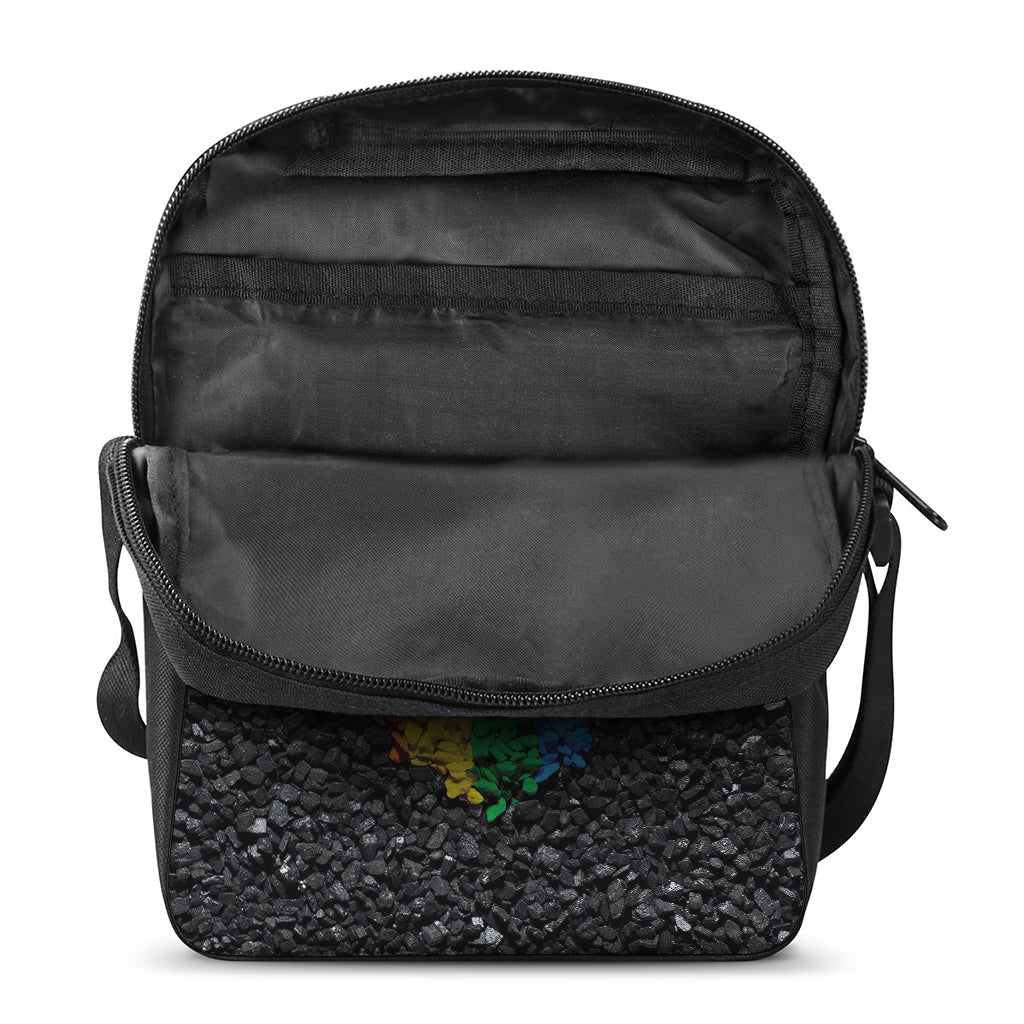 LGBT Pride Rainbow Heart Stones Print Rectangular Crossbody Bag