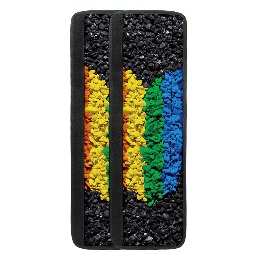 LGBT Pride Rainbow Heart Stones Print Refrigerator Handle Covers