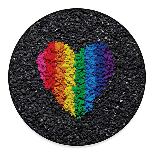 LGBT Pride Rainbow Heart Stones Print Round Floor Mat