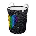 LGBT Pride Rainbow Heart Stones Print Round Laundry Basket