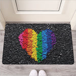 LGBT Pride Rainbow Heart Stones Print Rubber Doormat