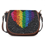 LGBT Pride Rainbow Heart Stones Print Saddle Bag