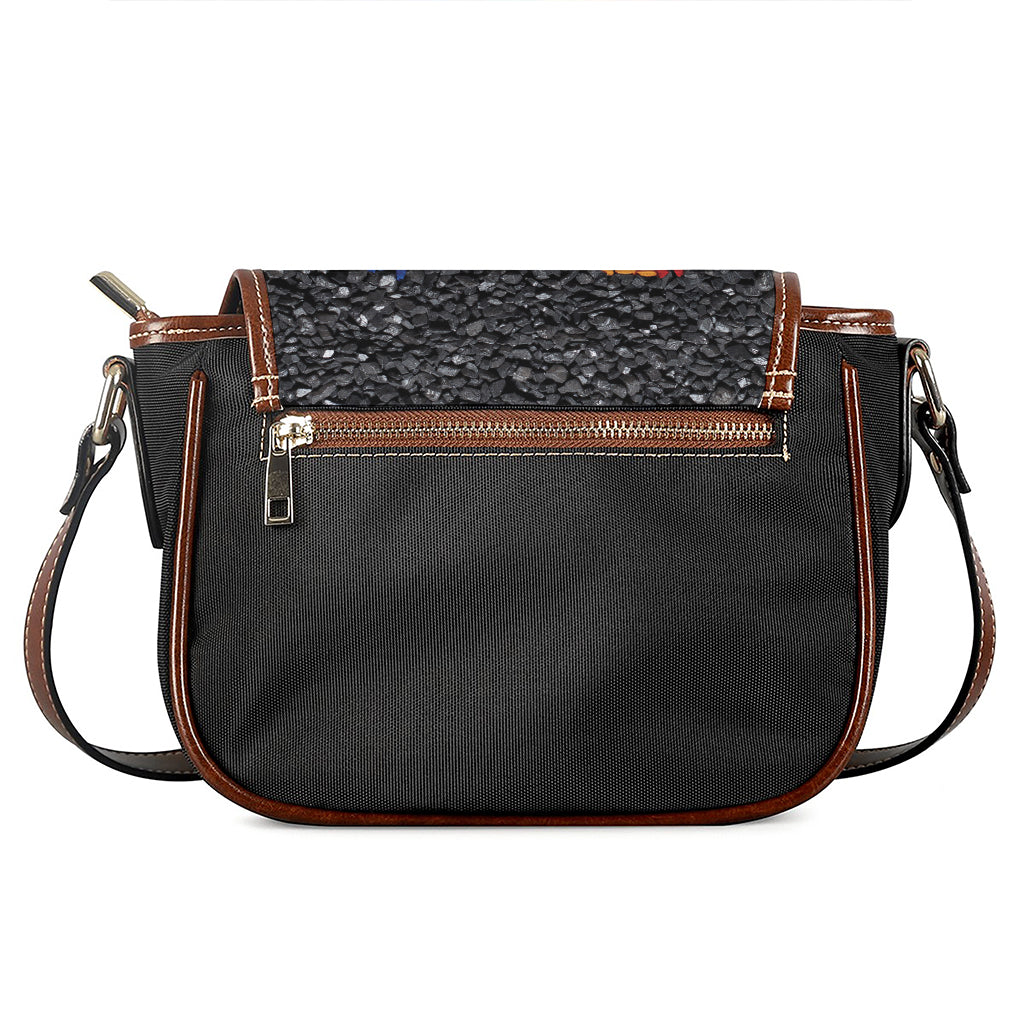LGBT Pride Rainbow Heart Stones Print Saddle Bag