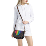 LGBT Pride Rainbow Heart Stones Print Saddle Bag