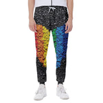 LGBT Pride Rainbow Heart Stones Print Scuba Joggers