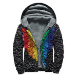 LGBT Pride Rainbow Heart Stones Print Sherpa Lined Zip Up Hoodie
