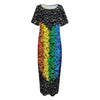 LGBT Pride Rainbow Heart Stones Print Short Sleeve Long Nightdress