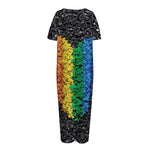 LGBT Pride Rainbow Heart Stones Print Short Sleeve Long Nightdress