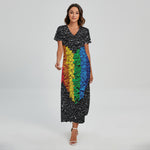 LGBT Pride Rainbow Heart Stones Print Short Sleeve Maxi Dress