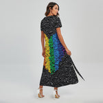 LGBT Pride Rainbow Heart Stones Print Short Sleeve Maxi Dress