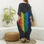 LGBT Pride Rainbow Heart Stones Print Silk V-Neck Kaftan Dress