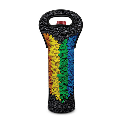 LGBT Pride Rainbow Heart Stones Print Single Neoprene Wine Tote