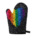 LGBT Pride Rainbow Heart Stones Print Single Oven Mitt