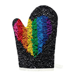 LGBT Pride Rainbow Heart Stones Print Single Oven Mitt