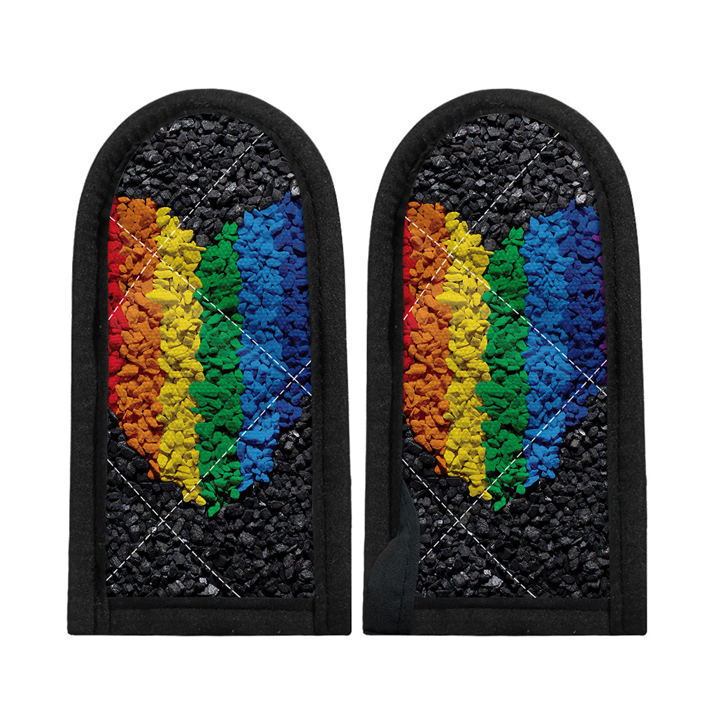 LGBT Pride Rainbow Heart Stones Print Skillet Handle Cover