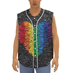 LGBT Pride Rainbow Heart Stones Print Sleeveless Baseball Jersey