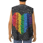 LGBT Pride Rainbow Heart Stones Print Sleeveless Baseball Jersey