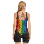 LGBT Pride Rainbow Heart Stones Print Sleeveless One Piece Swimsuit