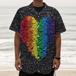 LGBT Pride Rainbow Heart Stones Print Textured Short Sleeve Shirt
