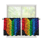 LGBT Pride Rainbow Heart Stones Print Tier Curtains