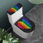 LGBT Pride Rainbow Heart Stones Print Toilet Lid And Tank Cover Set