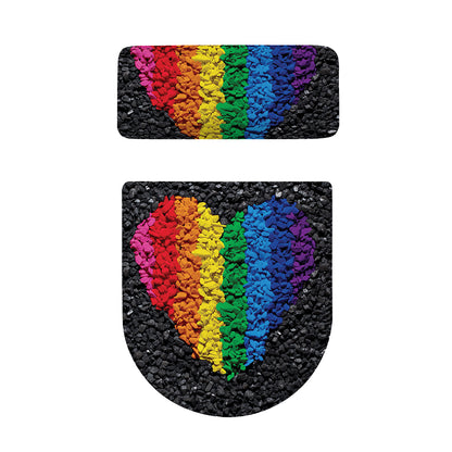 LGBT Pride Rainbow Heart Stones Print Toilet Lid And Tank Cover Set