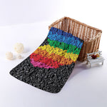 LGBT Pride Rainbow Heart Stones Print Towel