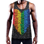 LGBT Pride Rainbow Heart Stones Print Training Tank Top