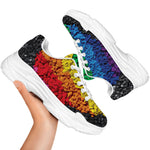 LGBT Pride Rainbow Heart Stones Print White Chunky Shoes