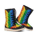LGBT Pride Rainbow Heart Stones Print Winter Boots