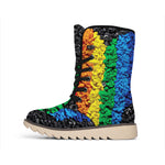 LGBT Pride Rainbow Heart Stones Print Winter Boots