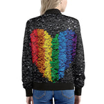 LGBT Pride Rainbow Heart Stones Print Women's Bomber Jacket