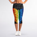 LGBT Pride Rainbow Heart Stones Print Women's Capri Leggings