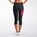 LGBT Pride Rainbow Heart Stones Print Women's Capri Leggings