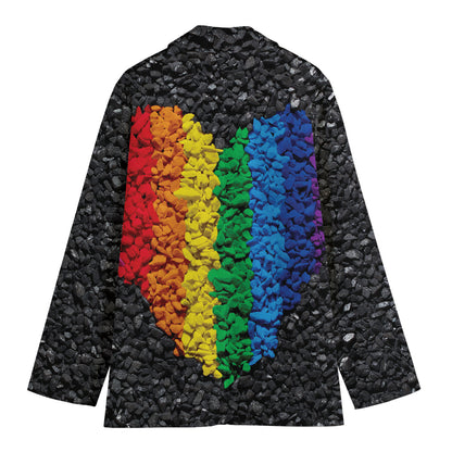 LGBT Pride Rainbow Heart Stones Print Women's Cotton Blazer