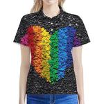 LGBT Pride Rainbow Heart Stones Print Women's Polo Shirt