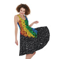 LGBT Pride Rainbow Heart Stones Print Sleeveless Knee Length Dress