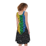 LGBT Pride Rainbow Heart Stones Print Women's Sleeveless Dress