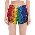 LGBT Pride Rainbow Heart Stones Print Women's Split Running Shorts