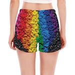 LGBT Pride Rainbow Heart Stones Print Women's Split Running Shorts