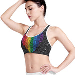 LGBT Pride Rainbow Heart Stones Print Women's Sports Bra