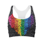 LGBT Pride Rainbow Heart Stones Print Women's Sports Bra