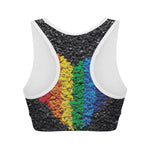 LGBT Pride Rainbow Heart Stones Print Women's Sports Bra