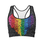 LGBT Pride Rainbow Heart Stones Print Women's Sports Bra