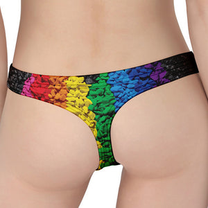 LGBT Pride Rainbow Heart Stones Print Women's Thong