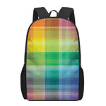 LGBT Pride Rainbow Plaid Pattern Print 17 Inch Backpack