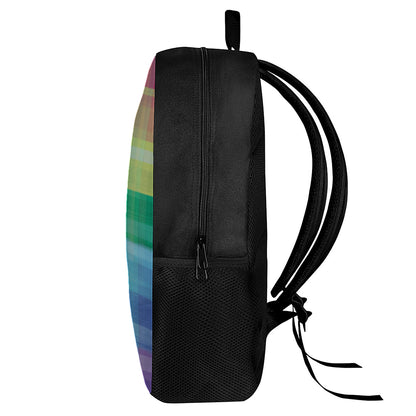 LGBT Pride Rainbow Plaid Pattern Print 17 Inch Backpack