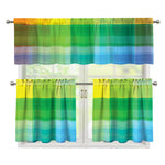 LGBT Pride Rainbow Plaid Pattern Print 3 Piece Kitchen Curtains